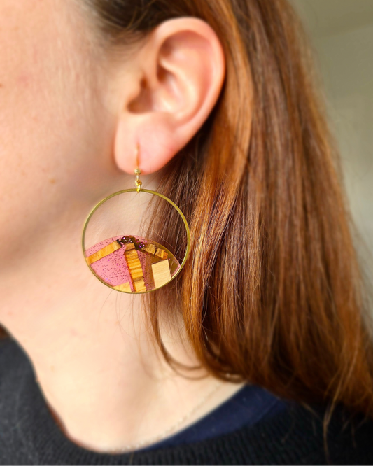 Boucles Cabas Rose pailleté